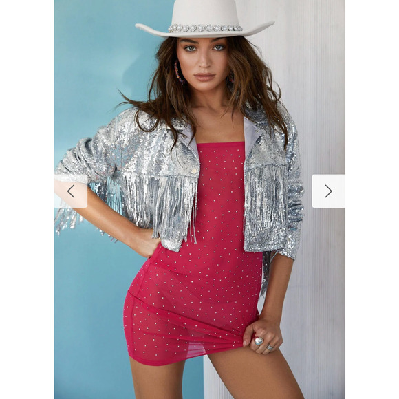 Copied - Novella Fuchsia Rhinestone Mini Dress - Picture 6 of 7